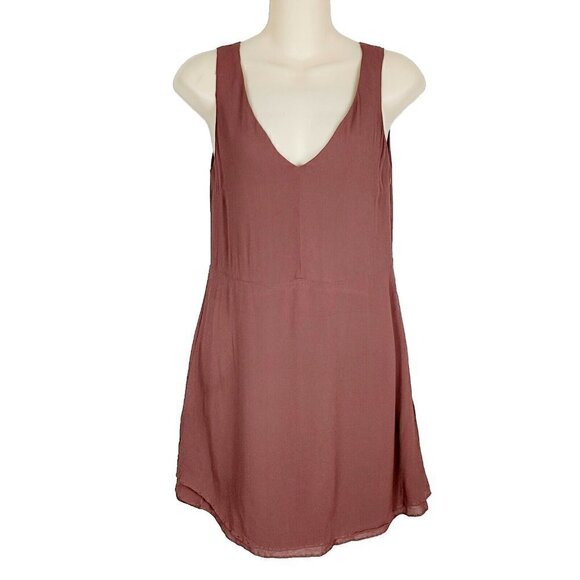 Little Moon‎ Aritzia Tank Dress Size 0 Brown Lined V-Neck Sleeveless Mini - Picture 1 of 5